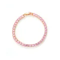 Rose gold hip hop tennis bracelet with pink zircon stones, 17cm length size display - 4.0 KC Gold Pink Zirconia - 17cm