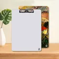 A4 wooden clipboard with double-sided design featuring classic oil painting and white finish - Double-sided White and Peasant Landscape
