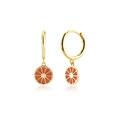 S925 sterling silver hoop earrings with orange fruit slice pendants in golden finish - 18K Gold [Orange] / 925 Silver