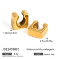 Macro shot of minimalist gold stainless steel U-shaped square ear clips for women - Gold Square Ear Cuff(JDE2409070)