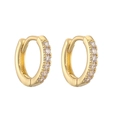 Elegantes pendientes de aro dorados con cristales de circonita cúbica en micro-pavé - 12mm (1 Par) / Dorado