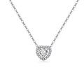 Elegant S925 silver heart pendant necklace with shimmering zircon stones in classic style - Platinum Color (Heart Zirconia)