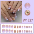 Purple gradient press-on nails with butterfly pattern and gold foil accents - Pink Purple Gradient Butterfly Style (W1327【配胶水】)