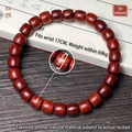 Ethnic style red sandalwood bead bracelet with 8mm barrel beads for 17cm wrists - Red Sandalwood 7x8mm