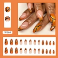 Unghie finte a mandorla con design a farfalla arancione e nero, set da 24 pezzi - Arancio Succoso Ali di Farfalla (W664) / Set da 24 Pezzi (Colla Inclusa)
