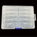 Clear plastic storage box with 10 individual compartments and blue secure latches - 10 Grids Storage Box