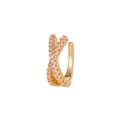 Elegant rose gold X-shaped ear cuff with sparkling zircon stones for non-pierced ears - Gold Cross Style (DZ-377)