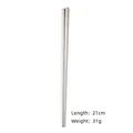 Polished 21cm square stainless steel chopsticks with non-slip design and 31g weight - 21cm / Silver