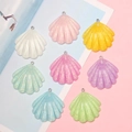 Colorful resin shell pendants with glitter finish and metal rings in 8 vibrant shades - Multicolor