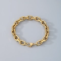 Bracciale minimalista in acciaio inossidabile dorato con maglie geometriche e chiusura - Chiusura a Moschettone (Taglio a Sei Lati 7,5mm) / Bracciale Oro 20cm