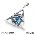Colgante vikingo del ojo que todo lo ve plateado con piedra azul y grabados a mano - Estilo Triángulo Ojo que Todo lo Ve (KP116392-MZOZ)