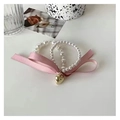 Zweilagiges Perlenarmband mit rosa Schleife und einem goldenen Herzanhänger - Rosa