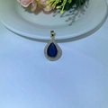 Pendentif goutte de luxe avec zircon bleu profond et cristaux micro-sertis - Pendentif Seul (Sans Chaîne) / Goutte d'eau Bleu Roi