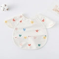 Waterproof baby bib with colorful heart patterns and a large food catcher pocket - Shawl - White With Heart Pattern / One Size