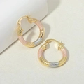 Dreifarbige Creolen in Gold, Silber und Roségold mit eleganter Spiralstruktur - Ein Paar