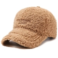 Khaki Teddy-Fleece Baseballkappe mit California Coast Stickerei für Winterwärme - Verstellbar / Dunkelbeige