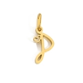 Gold stainless steel letter D pendant featuring a small heart design on white background - Letter P / Gold