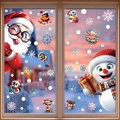 Christmas window decals set with Santa, snowman and snowflake static stickers - 2-Pack Set Peeking Santa & Snowman Penguin (BQ484+487)