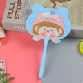 Blue cartoon fan ballpoint pen featuring a cute girl character with a pig hat - Cartoon Baby Blue