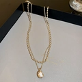 Collana a doppio strato dorata con perline colorate e pendente di perla d'acqua dolce - Collana (Oro)