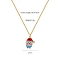 Detailed view of gold Christmas snowman necklace with dimensions 39cm plus 5cm and 2.5g weight - Snowman