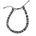 Handmade woven anklet featuring black and white striped pattern and adjustable cord - 10 Black & White Style (3632)