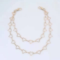 Double-layered gold hollow heart metal chain accessory with dual secure clasps - Double Layer Pant Chain Small Heart / Gold