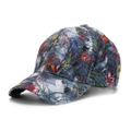 Dettaglio cappellino vintage con stampa floreale e tesa con bordo sfrangiato - Stile Floreale Grigio Scuro (E)
