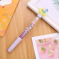 Creative unicorn quicksand gel pen with purple glitter and a yellow moon charm top - Quicksand Moon Unicorn Pen Yellow