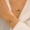 Schmuckset aus Gold mit Fußball- und Herzanhänger inklusive Kette und Armband - Halskette Armband Set (Fußball)