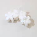 Elegant white floral ABS hair claw clip with a glossy resin finish for hair styling - #1abs Off-white - Three Flowers / Bulk (No Packaging)
