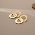 Minimalist double hoop interlocking earrings in matte gold finish for women - Gold (Ear Pin)