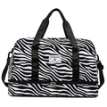 Sac de voyage zébré avec bandoulière et compartiment à chaussures pour le sport - Imprimé Zèbre Noir