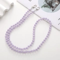 Beaded 120cm purple pumpkin bead cross-body phone lanyard with silver metal clips - Pumpkin Bead Crossbody Chain / Purple