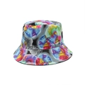 Unisex colorful abstract print bucket hat made of durable canvas for outdoor sun protection - Psychedelic Abstract Floral (03)