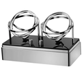 Double-slot automatic watch winder in black and silver metal finish with dual rotors - Silver Double Slot / Double Slots