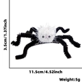 Detalle de pinza para el pelo de araña de felpa de 11,5 cm con patas negras y clip de metal - Estilo Araña Blanca