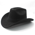 Chapeau de cowboy western classique noir avec bord relevé et ruban pour hommes et femmes - M(56-58cm) / Noir (Daim)