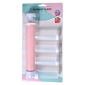 Manual cake airbrush set in pink and white with 4 graduated clear spray tubes for baking - Pink