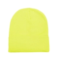 Close-up of the neon yellow knit beanie showing elastic texture and vibrant color - Neon Yellow