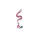 Detailed view of snake-shaped belly ring with pink crystals and a marquise zircon drop - Pink Full Rhinestone Snake