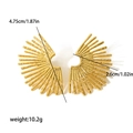 Goldene Edelstahl-Ohrstecker mit Sonnenstrahl-Muster inklusive Maßen und Gewichtsangabe - Goldener Strahl-Stil (TE6461-G)