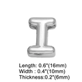 Detailed view of silver letter I charm with dimensions 16mm length and 10mm width - Silver I