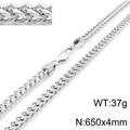 Silver stainless steel dragon bone chain necklace 4mm width with lobster clasp for men and women - Silver 650x4mm (KN115437-K)