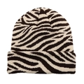 Knitted zebra pattern beanie hat in dark brown and beige white fashion style - M (56-58cm) / Zebra Beige