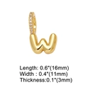 Detailed size parameters for gold letter W pendant with sparkling stones inlay - Gold - Letter W
