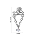 Piercing coeur couronne argenté avec opale pendante et chaîne, hauteur 15,7 mm - #8 Chaîne Cœur Couronne