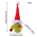 Christmas Grinch gnome doll with red heart and green beard plush decoration, 36cm tall - Green Arm Style With Ball