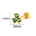 Golden stainless steel stud earring with green zircon clover design and dimensions - 0178-4# Gold Green