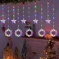 Tenda luminosa a LED con stelle e fiori in una calda atmosfera natalizia in casa - Forma a Pentagramma e Fiore (Stile 5) / Luce LED da 3.5m con 10 sospensioni Spina USA (110V) / Colorato